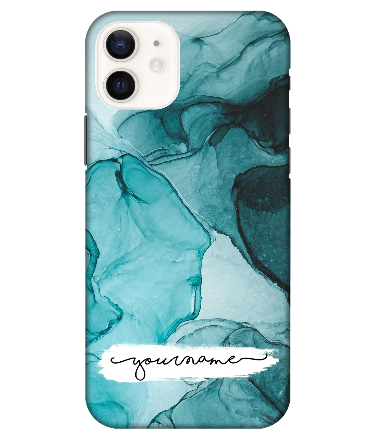 A product shot of a slim hard case with a customizable name.