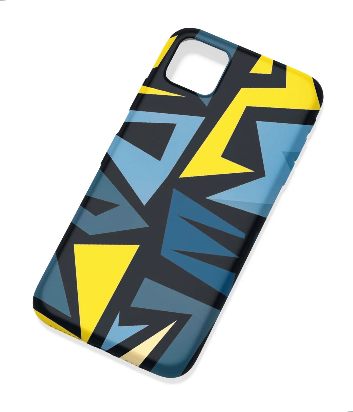An angled view of a soft silicone case featuring a colorful design.