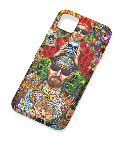 An angled view of a soft silicone case featuring a colorful design.