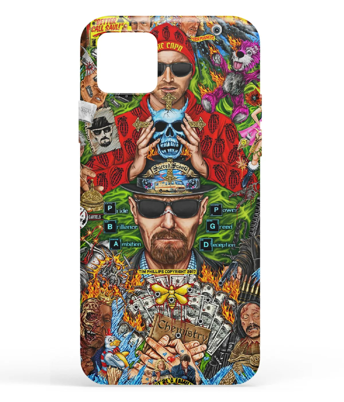 A front-on view of soft silicone phone case with a colorful design.