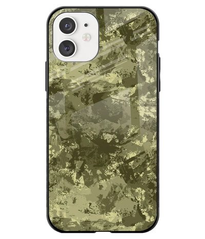 A front-on view of a glass phone case with a colorful design.