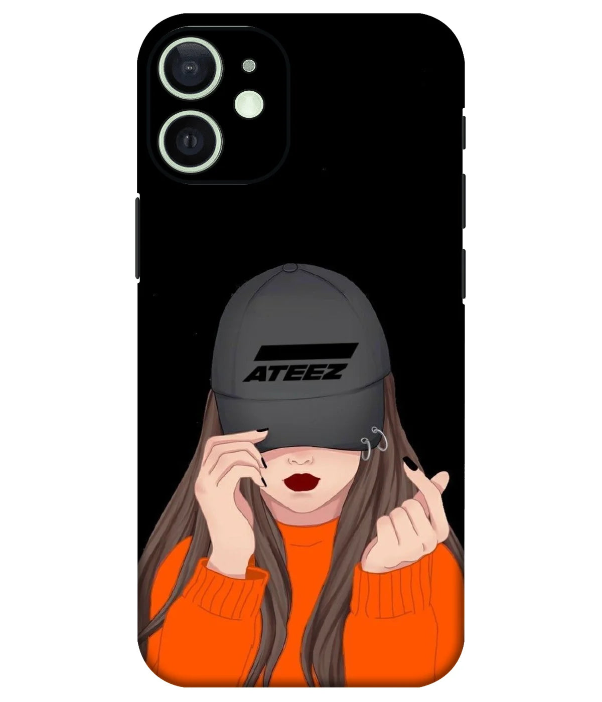 Image of a phone case featuring a mobile skin with a graphic design.