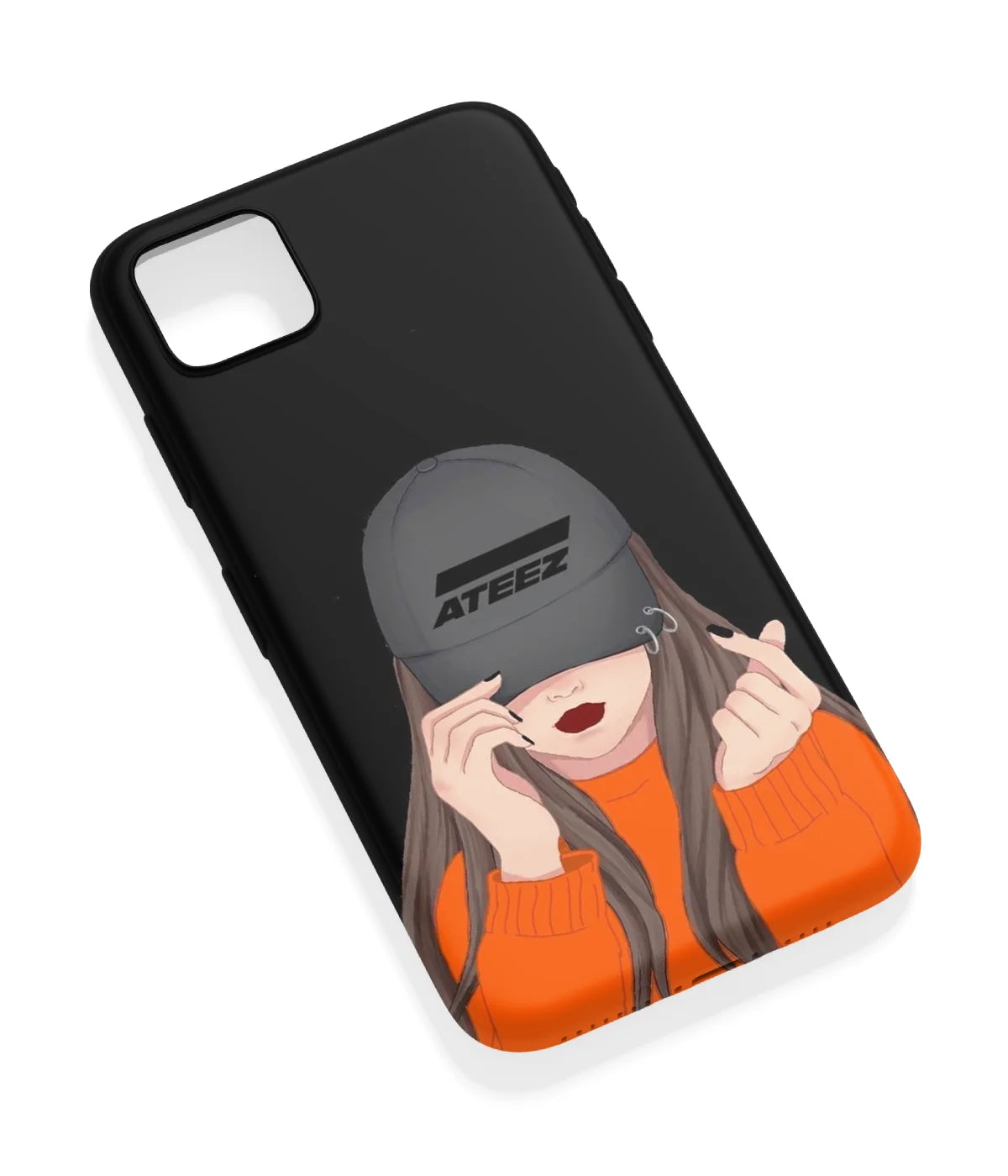 An angled view of a soft silicone case featuring a vibrant design.