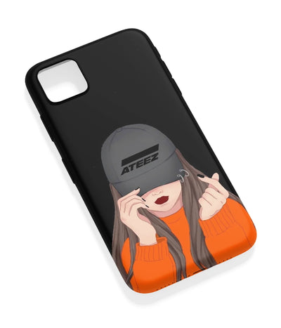 An angled view of a soft silicone case featuring a vibrant design.