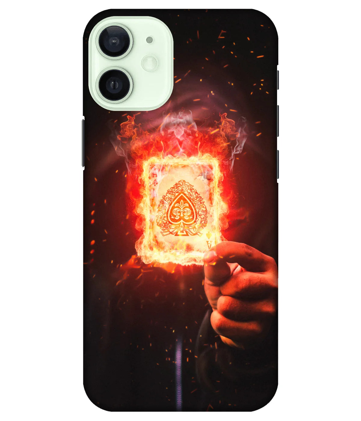 A product shot of a slim hard case with a colorful design.