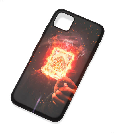 An angled view of a soft silicone case featuring a colorful design.