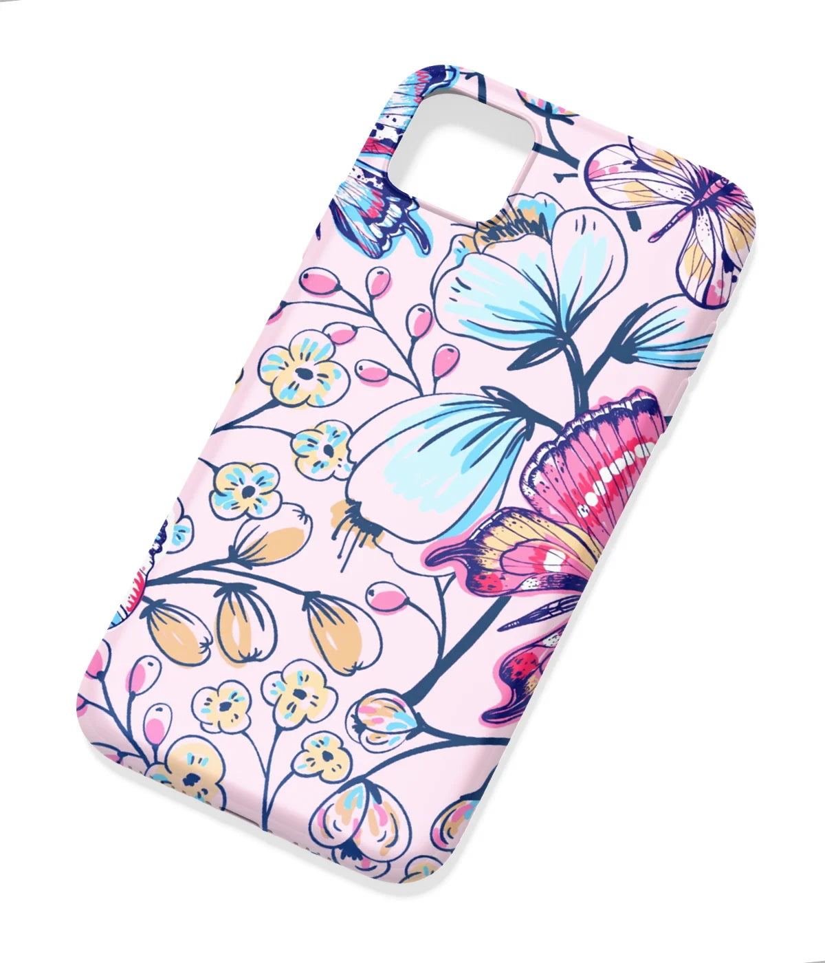 An angled view of a soft silicone case featuring a colorful design.