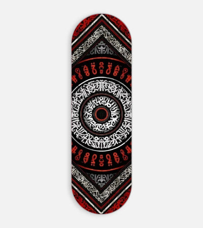 Mobile phone grip slider with a colorful design on a white background
