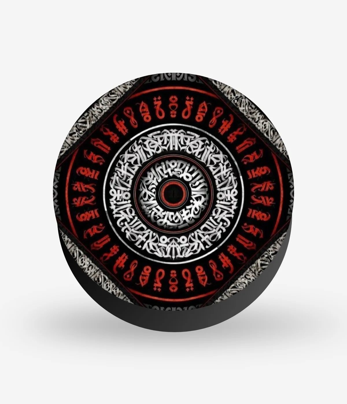 Mobile phone grip with a colorful design on a white background