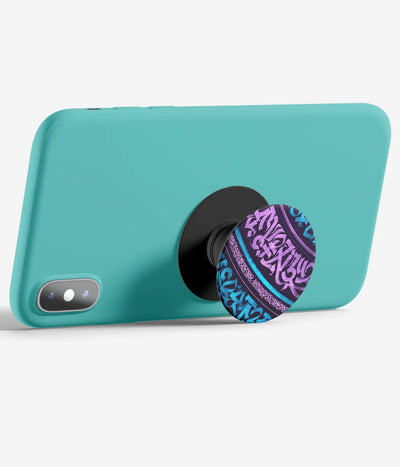 An image demonstrating how to use the phone grip as a stand to hold a mobile phone in landscape mode for hands-free viewing