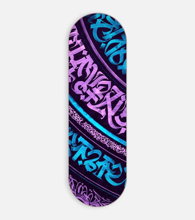 Mobile phone grip slider with a colorful design on a white background