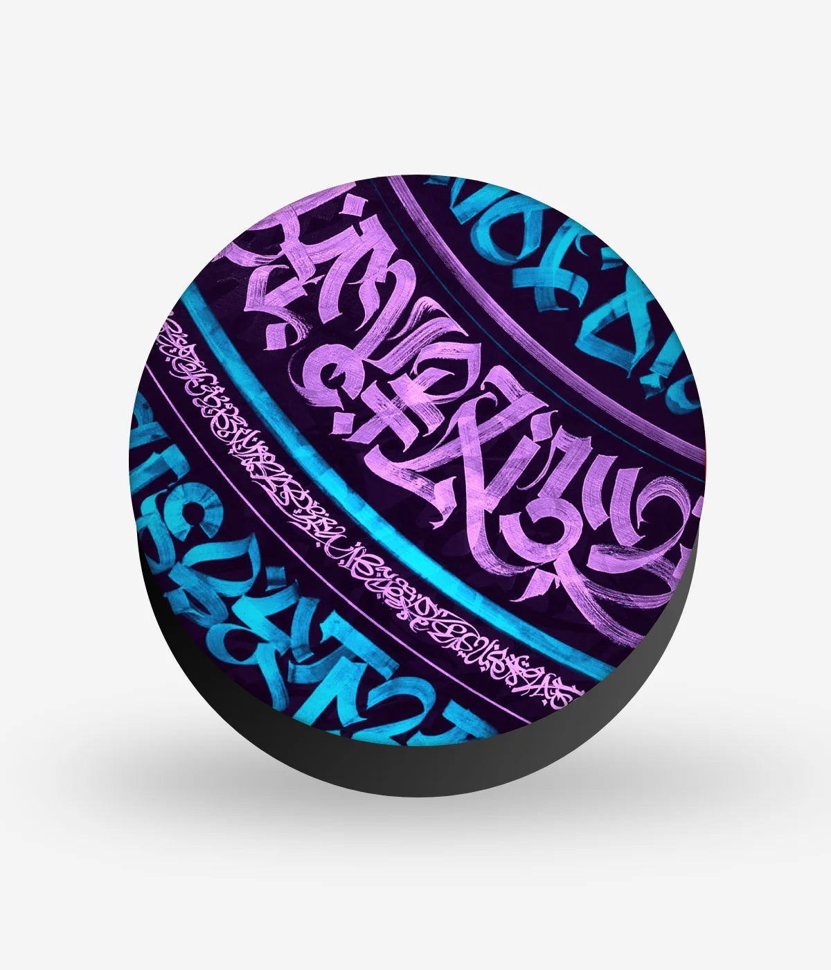 Mobile phone grip with a colorful design on a white background