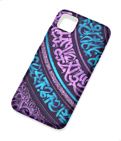 An angled view of a soft silicone case featuring a colorful design.