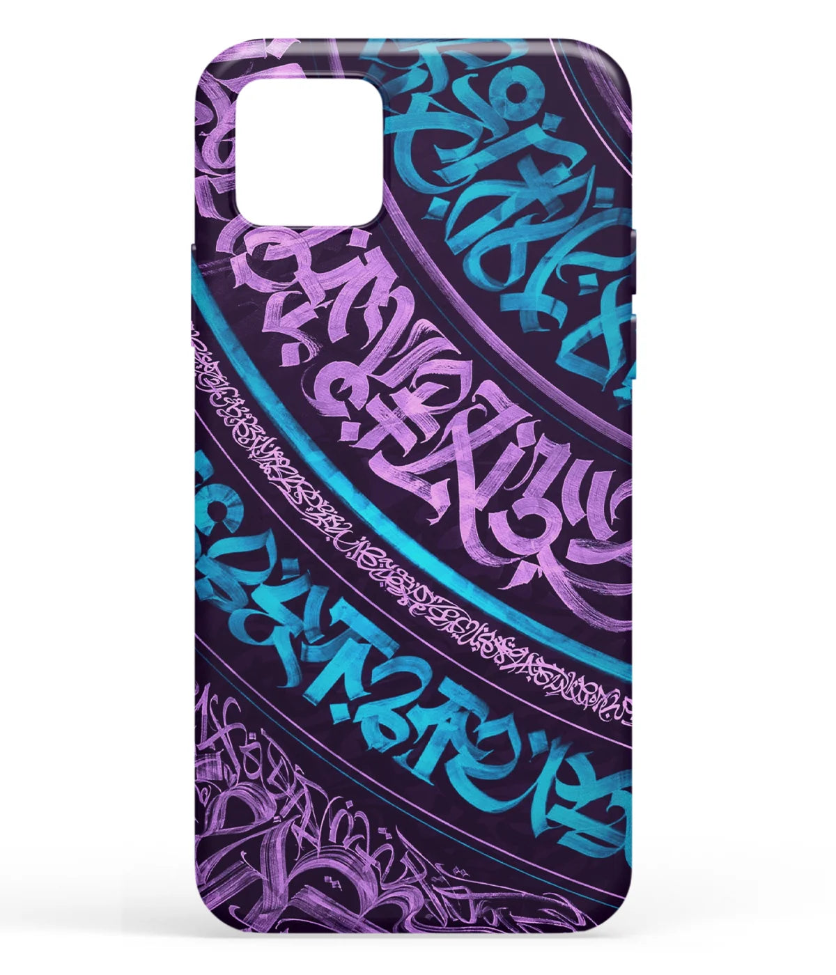 A front-on view of soft silicone phone case with a colorful design.