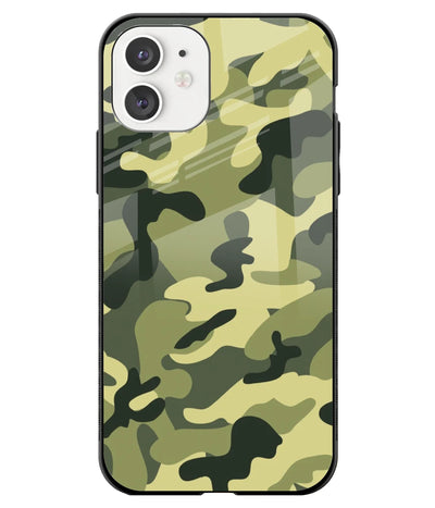 A front-on view of a glass phone case with a colorful design.