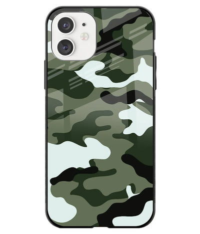 A front-on view of a glass phone case with a colorful design.