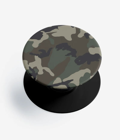 A top-down view of a phone grip holder on a clean white background