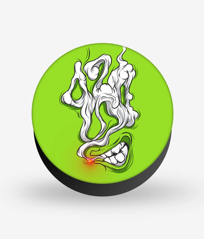 Mobile phone grip with a colorful design on a white background