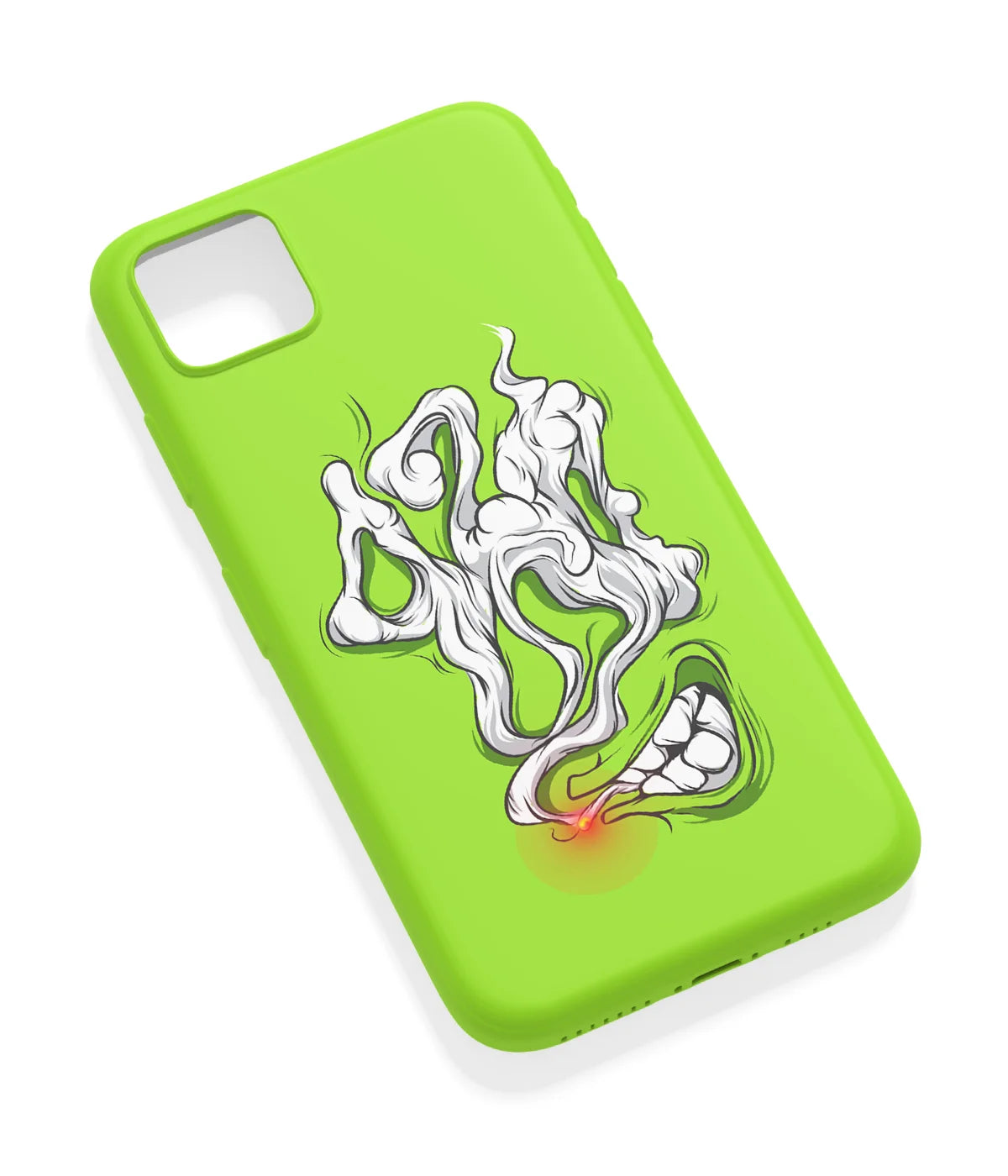 An angled view of a soft silicone case featuring a vibrant design.
