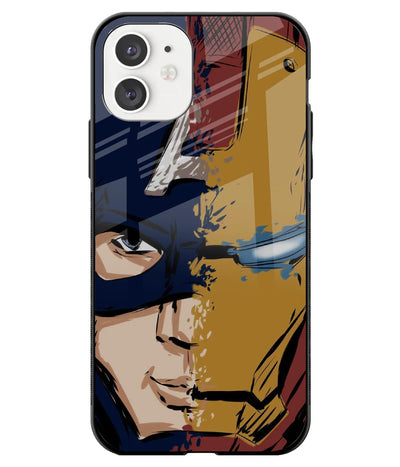 A front-on view of a glass phone case with a colorful design.