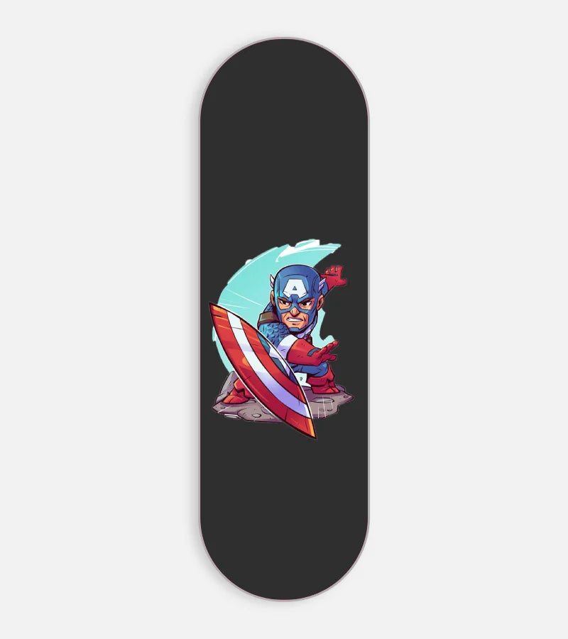 Mobile phone grip slider with a colorful design on a white background