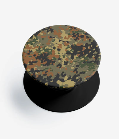 A top-down view of a phone grip holder on a clean white background