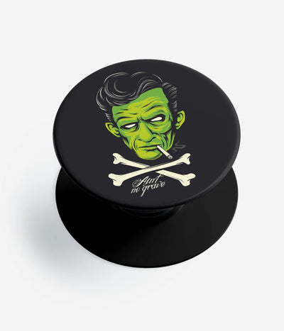 A top-down view of a phone grip holder on a clean white background