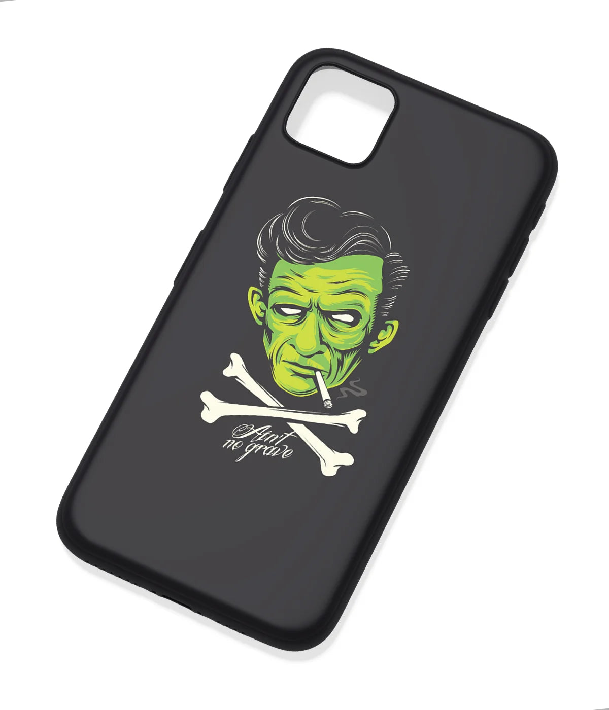 An angled view of a soft silicone case featuring a colorful design.