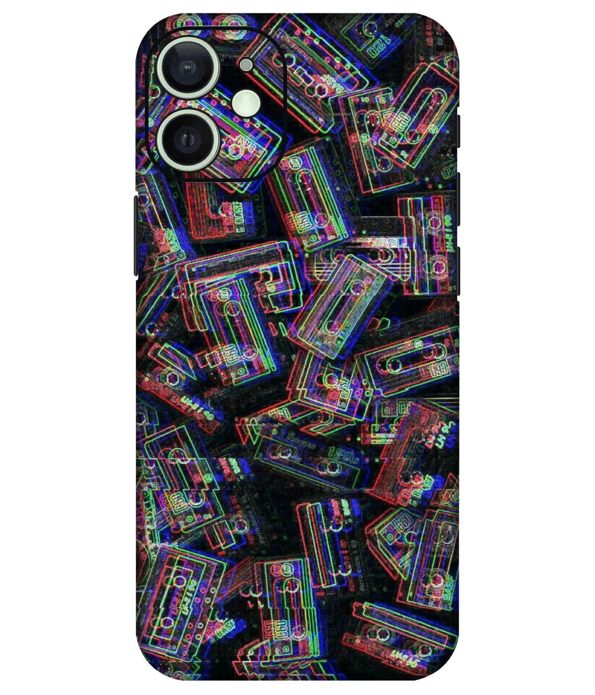 Image of a phone case featuring a mobile skin with a graphic design.