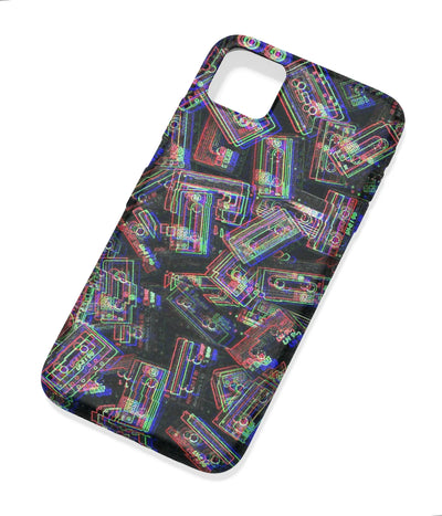 An angled view of a soft silicone case featuring a colorful design.