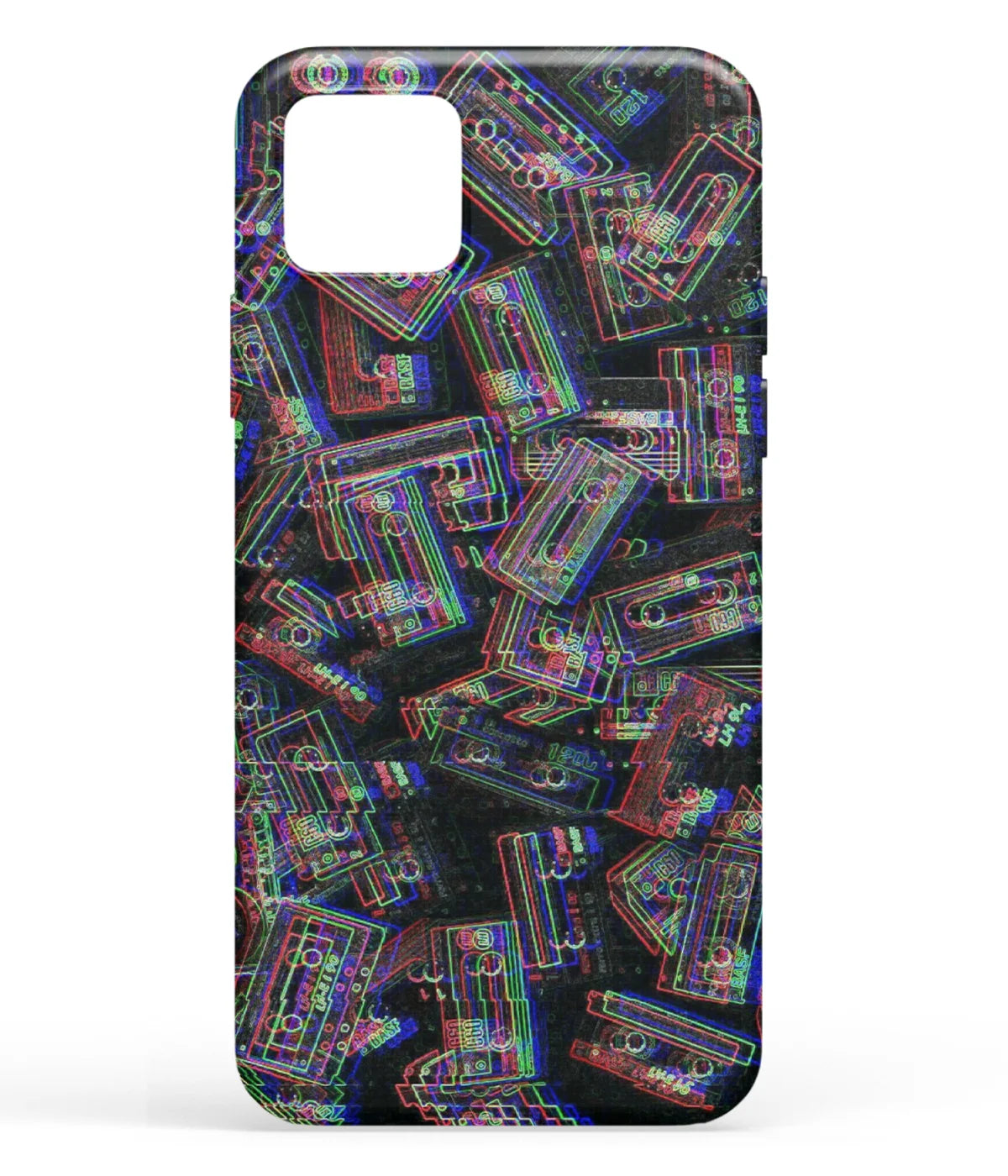 A front-on view of soft silicone phone case with a colorful design.