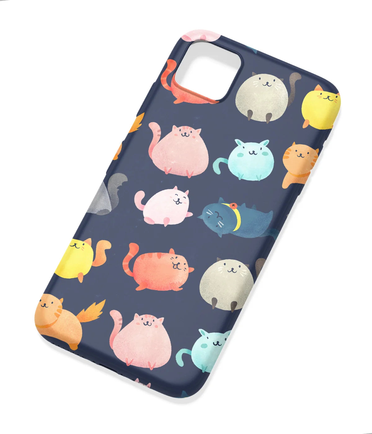 An angled view of a soft silicone case featuring a colorful design.