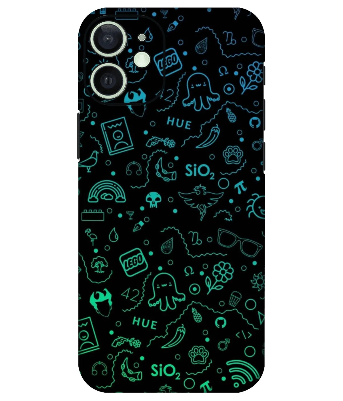 Image of a phone case featuring a mobile skin with a graphic design.