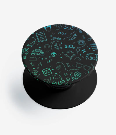 A top-down view of a phone grip holder on a clean white background