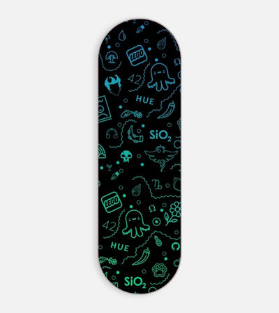 Mobile phone grip slider with a colorful design on a white background