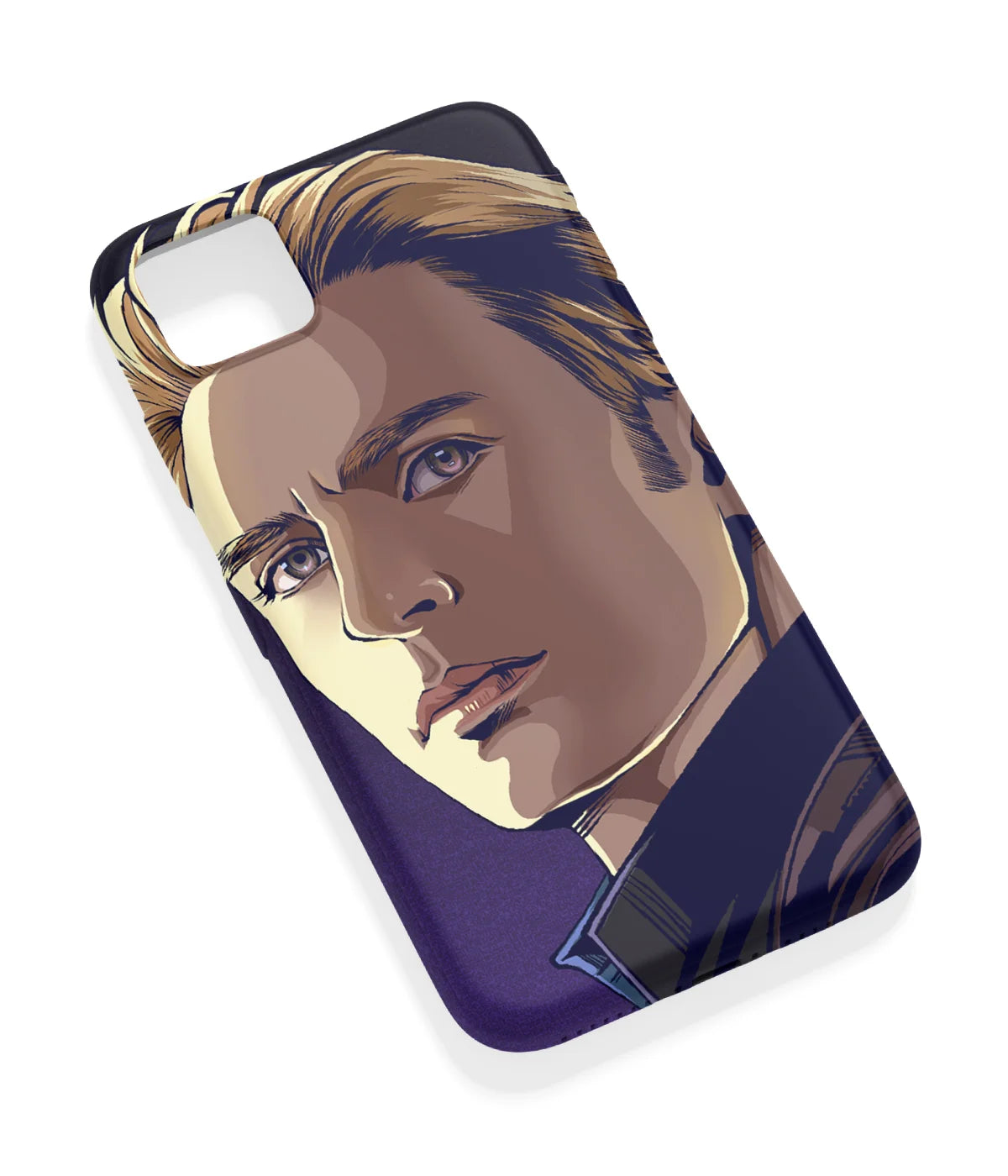 An angled view of a soft silicone case featuring a vibrant design.