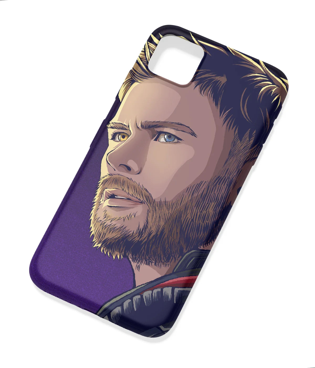 An angled view of a soft silicone case featuring a colorful design.