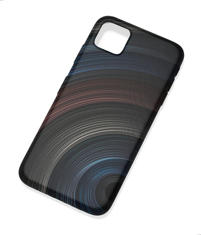 An angled view of a soft silicone case featuring a colorful design.