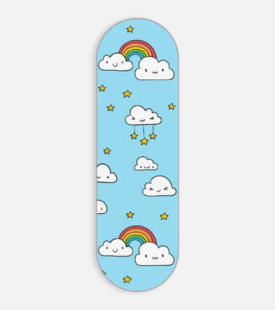 Mobile phone grip slider with a colorful design on a white background