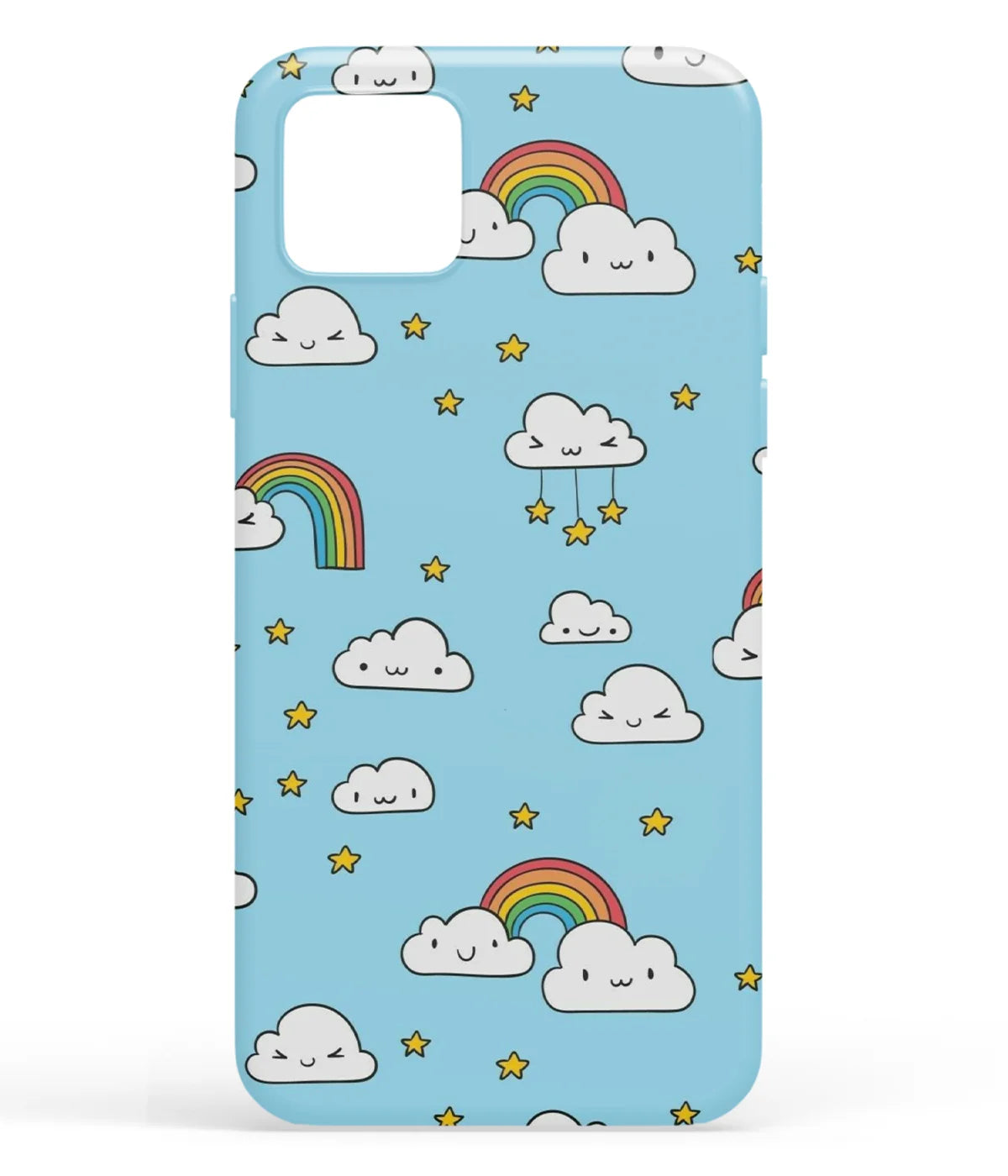 A front-on view of soft silicone phone case with a colorful design.