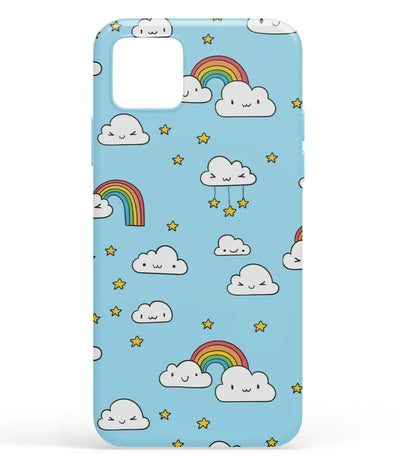A front-on view of soft silicone phone case with a colorful design.