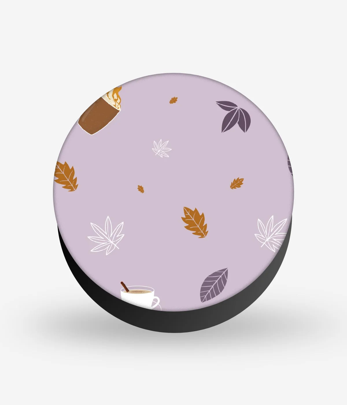 Mobile phone grip with a colorful design on a white background