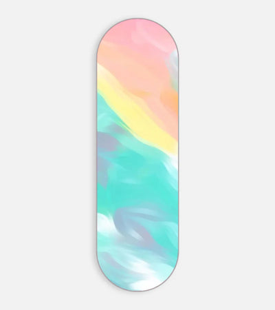 Mobile phone grip slider with a colorful design on a white background