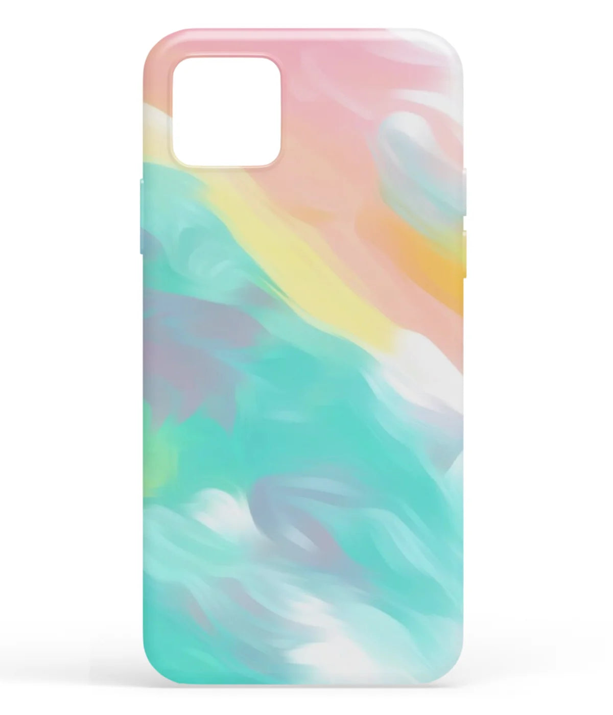 A front-on view of soft silicone phone case with a colorful design.