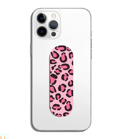 A phone grip slider applied to the back of a smartphone.