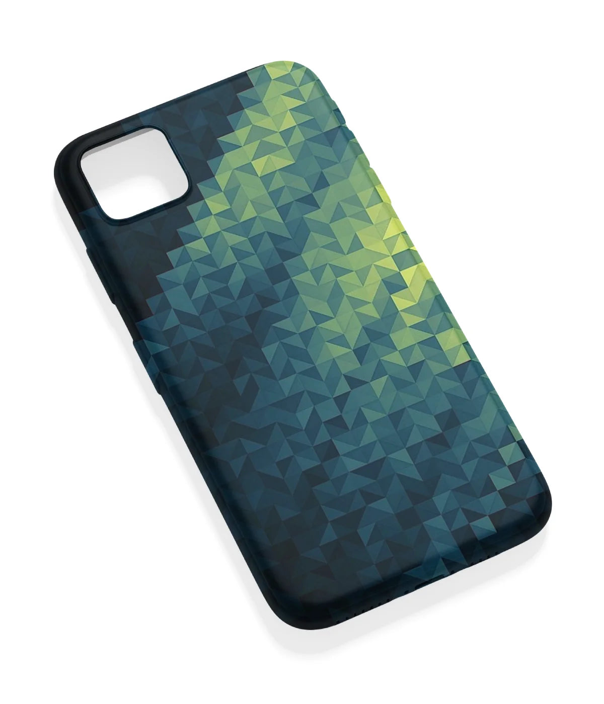 An angled view of a soft silicone case featuring a vibrant design.