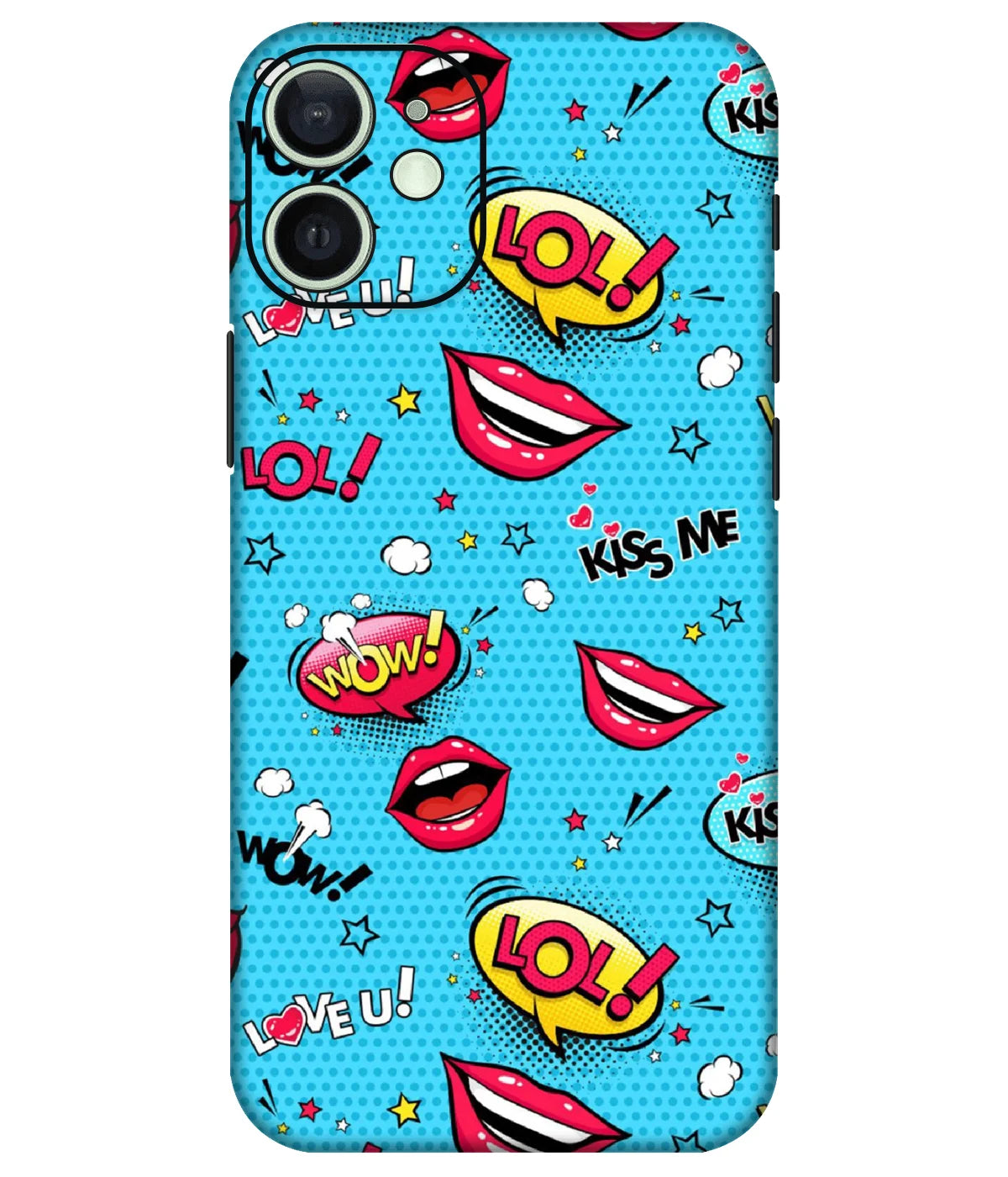 Image of a phone case featuring a mobile skin with a graphic design.