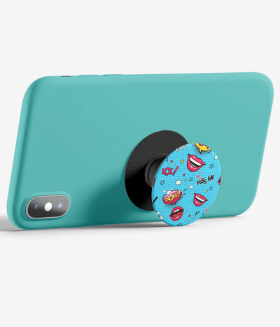 An image demonstrating how to use the phone grip as a stand to hold a mobile phone in landscape mode for hands-free viewing