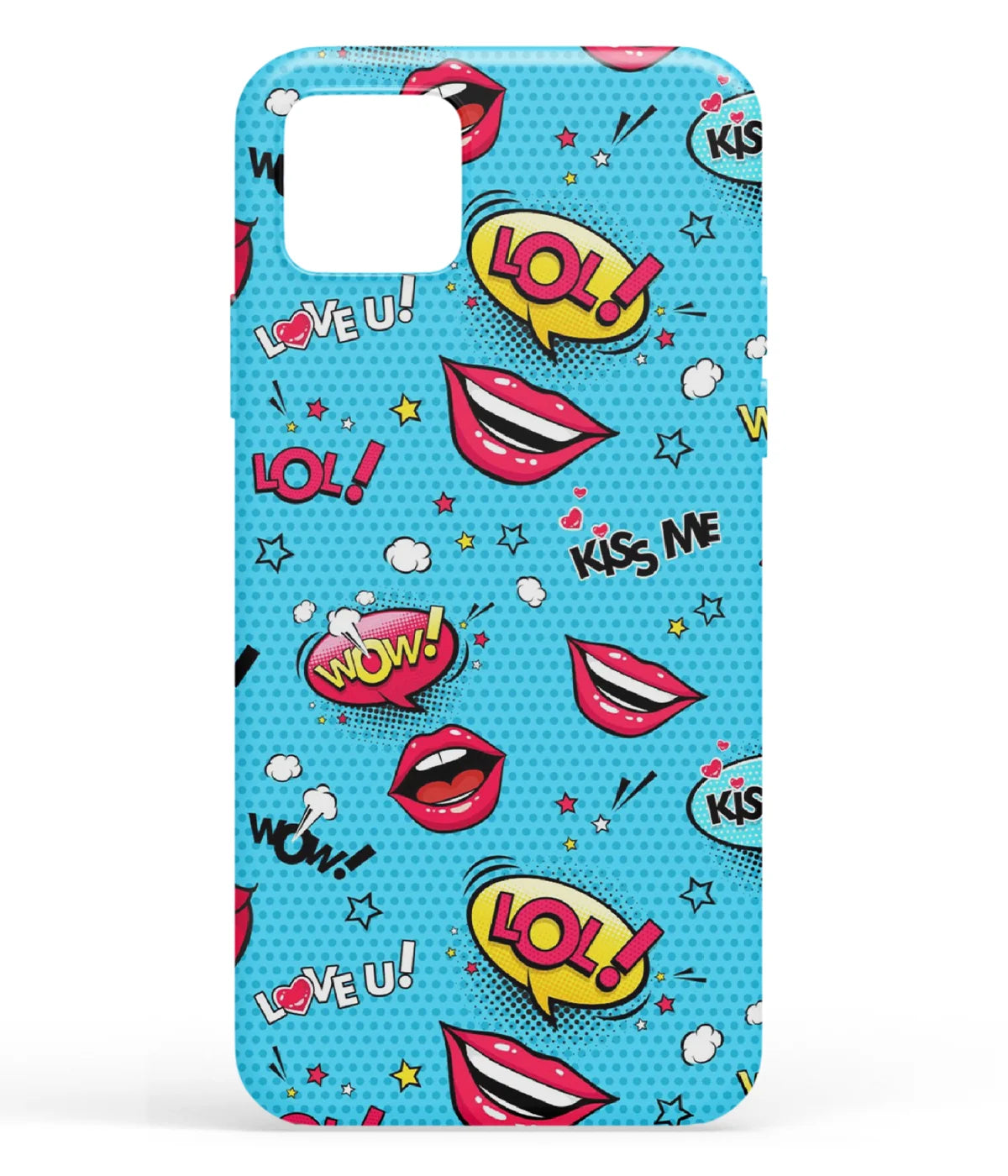 A front-on view of soft silicone phone case with a colorful design.
