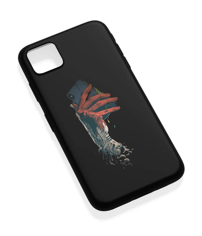 An angled view of a soft silicone case featuring a vibrant design.
